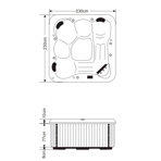    Kingston JCS - 85 230x230x93   6459 White,  P - 05 Teak